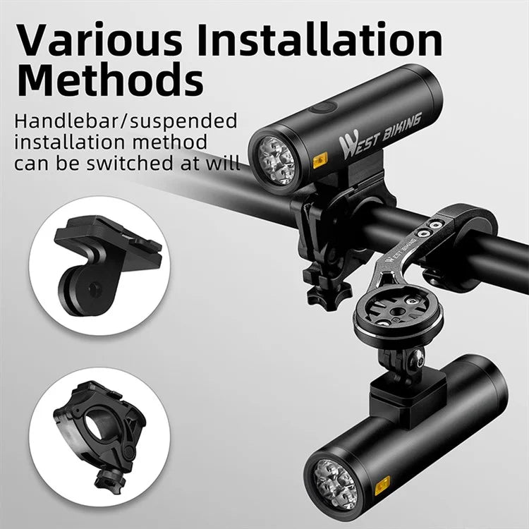 WEST BIKING YP0701399 400LM Aluminum Alloy Bicycle Headlight IPX6 Waterproof Bike Front Light