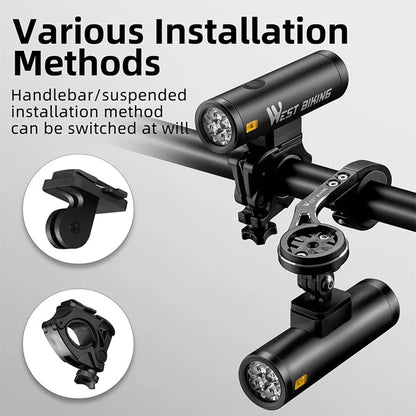 WEST BIKING YP0701399 400LM Aluminum Alloy Bicycle Headlight IPX6 Waterproof Bike Front Light