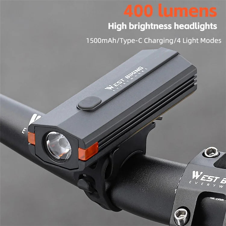 WEST BIKING YP0701407 Plastic Bicycle Headlight 400LM Night Cycling Torch Bike Front Light