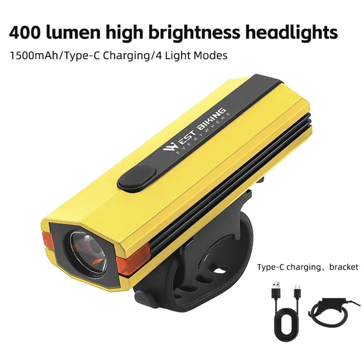 WEST BIKING YP0701407 Plastic Bicycle Headlight 400LM Night Cycling Torch Bike Front Light