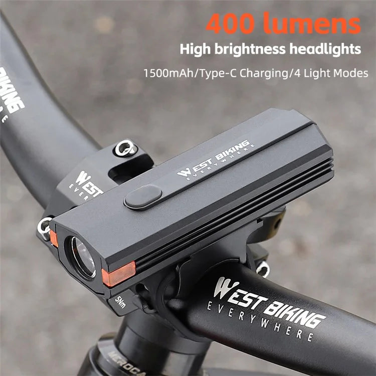 WEST BIKING YP0701407 Plastic Bicycle Headlight 400LM Night Cycling Torch Bike Front Light
