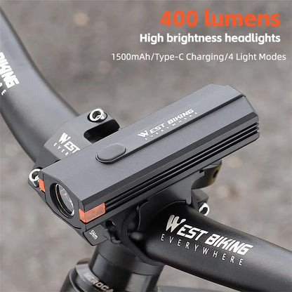 WEST BIKING YP0701407 Plastic Bicycle Headlight 400LM Night Cycling Torch Bike Front Light