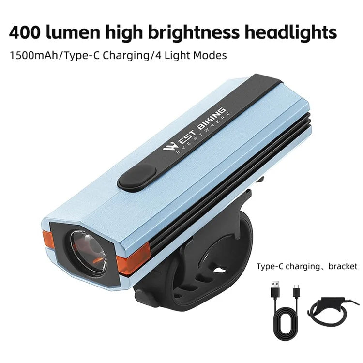 WEST BIKING YP0701407 Plastic Bicycle Headlight 400LM Night Cycling Torch Bike Front Light