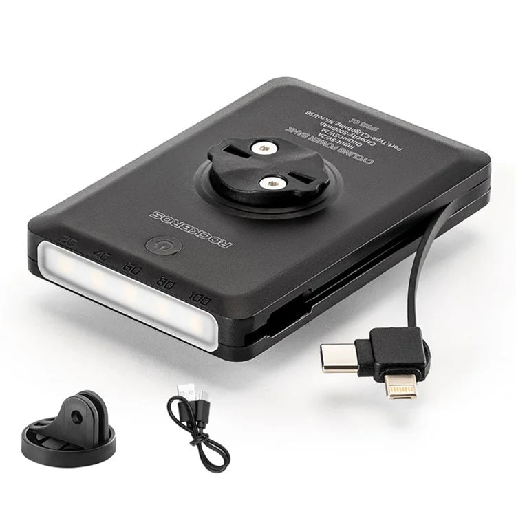 ROCKBROS JP008 5000mAh Cabled Power Bank Bicycle Front Light Outdoor Cycling Portable Bike Light