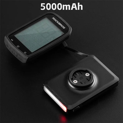 ROCKBROS JP008 5000mAh Cabled Power Bank Bicycle Front Light Outdoor Cycling Portable Bike Light