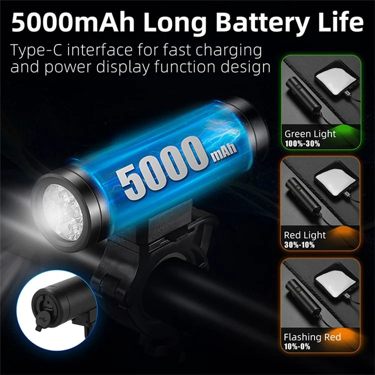 WEST BIKING YP0701399 800 Lumen LED Bike Front Light Rechargeable Bicycle Night Cycling Safety Torch