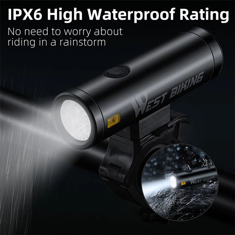 WEST BIKING YP0701399 800 Lumen LED Bike Front Light Rechargeable Bicycle Night Cycling Safety Torch