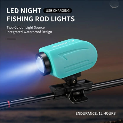 LEO 28285 LED Night Fishing Rod Lights Two-Color Light Source Integrated Waterproof Fishing Clamp Lamp