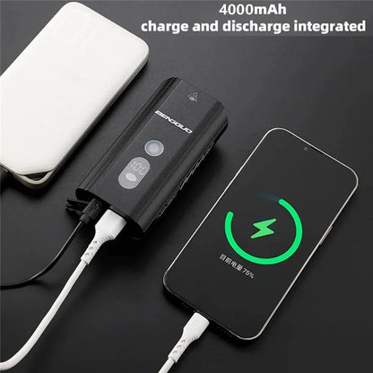 BENGGUO BG-1912 1000LM Aluminum Alloy Bicycle Headlight Power Digital Display Bike Front Light