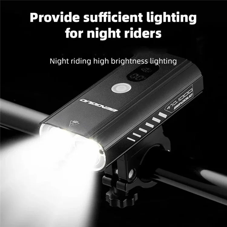 BENGGUO BG-1912 1000LM Aluminum Alloy Bicycle Headlight Power Digital Display Bike Front Light