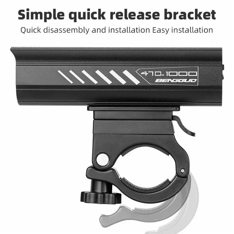 BENGGUO BG-1912 1000LM Aluminum Alloy Bicycle Headlight Power Digital Display Bike Front Light