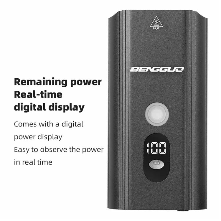 BENGGUO BG-1912 1600LM Bright Aluminum Alloy Bicycle Headlight Power Digital Display Cycling Front Light