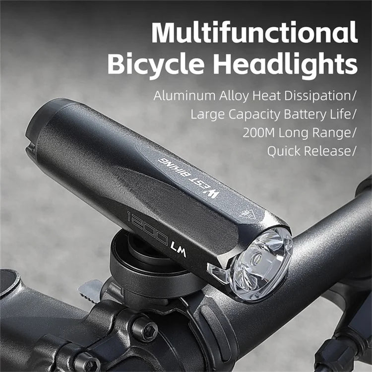 WEST BIKING YP0701404 Multifunctional Bicycle Light Sensing 600 Lumens Type-C Headlight Road Bike Light