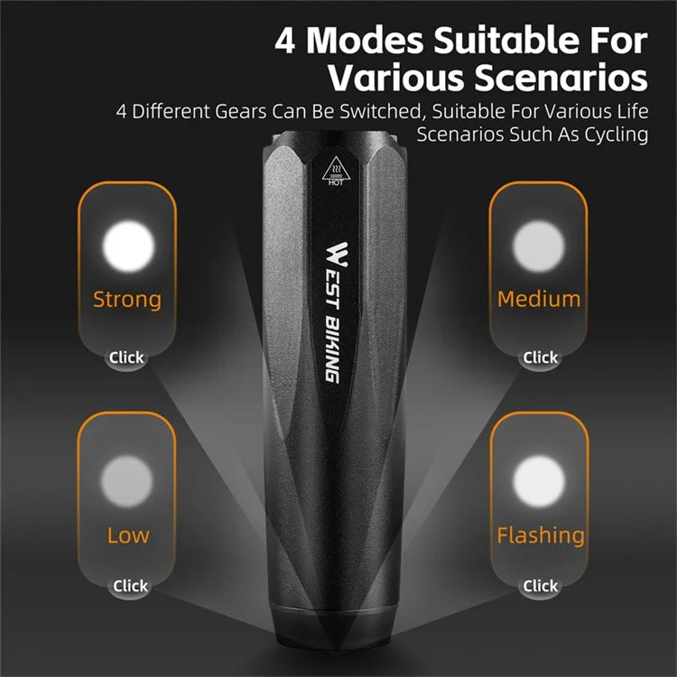 WEST BIKING YP0701404 Multifunctional Bicycle Light Sensing 600 Lumens Type-C Headlight Road Bike Light
