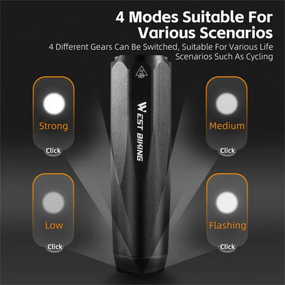 WEST BIKING YP0701404 Multifunctional Bicycle Light Sensing 600 Lumens Type-C Headlight Road Bike Light