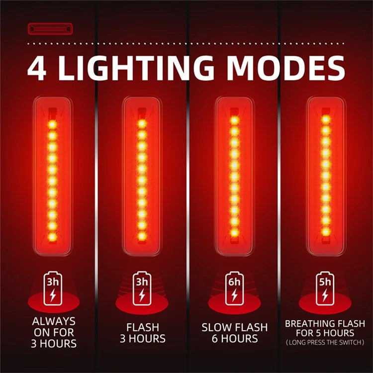 WEST BIKING YP0701359 Rechargeable Bike Tail Light 400mAh LED Bicycle Rear Light