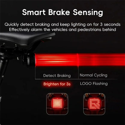 ROCKBROS R7 Waterproof Bike Cycling LED Tail Light 12 Modes Bicycle Brake Sensing Warning Lamp