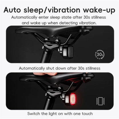 ROCKBROS R7 Waterproof Bike Cycling LED Tail Light 12 Modes Bicycle Brake Sensing Warning Lamp