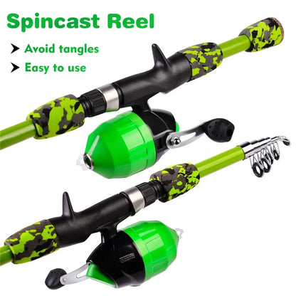 PROBEROS KFSAN12 1.5m Fishing Rod Camo Fishing Pole Combo Set with Mini Lures