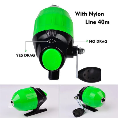 PROBEROS KFSAN12 1.8m Camo Fishing Pole Set with Mini Lures, Retractable Fishing Rod