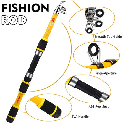 PROBEROS HWCSET109 1.5m Fishing Rod and Reel Combo Set with Lures for Beginners