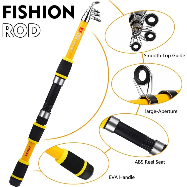 PROBEROS HWCSET109 1.5m Fishing Rod and Reel Combo Set with Lures for Beginners