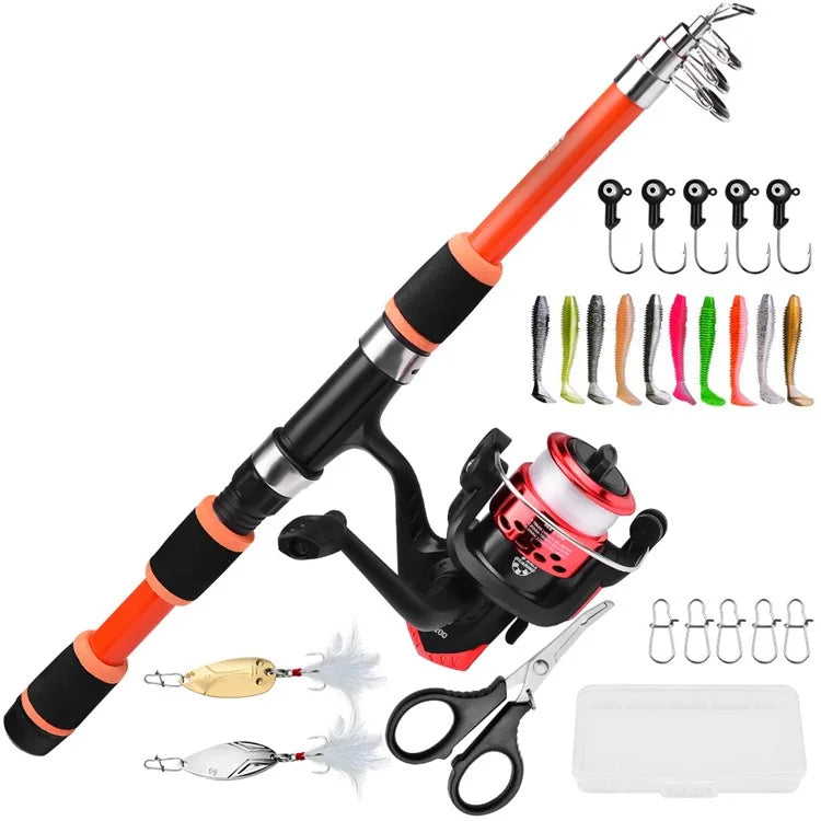PROBEROS HWCSET109 1.5m Fishing Rod and Reel Combo Set with Lures for Beginners