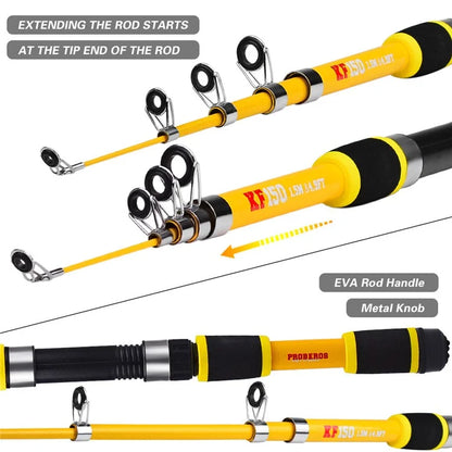 PROBEROS HWCSET109 1.5m Fishing Rod and Reel Combo Set with Lures for Beginners