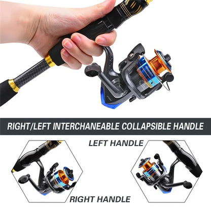 PROBEROS HWCSET106 1.8m Telescopic Fiberglass Fishing Rod ET200 Spinning Reel Lure Combo Kit