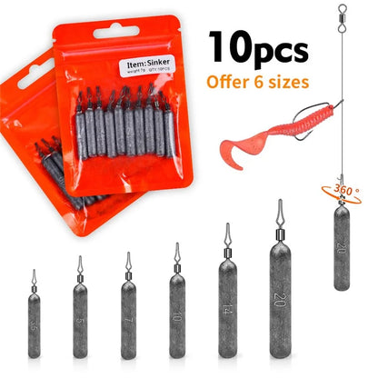 JIG035 10Pcs / Pack Reaction Tackle Lead Drop Shot Weights, Anti-Snag Fishing Sinkers