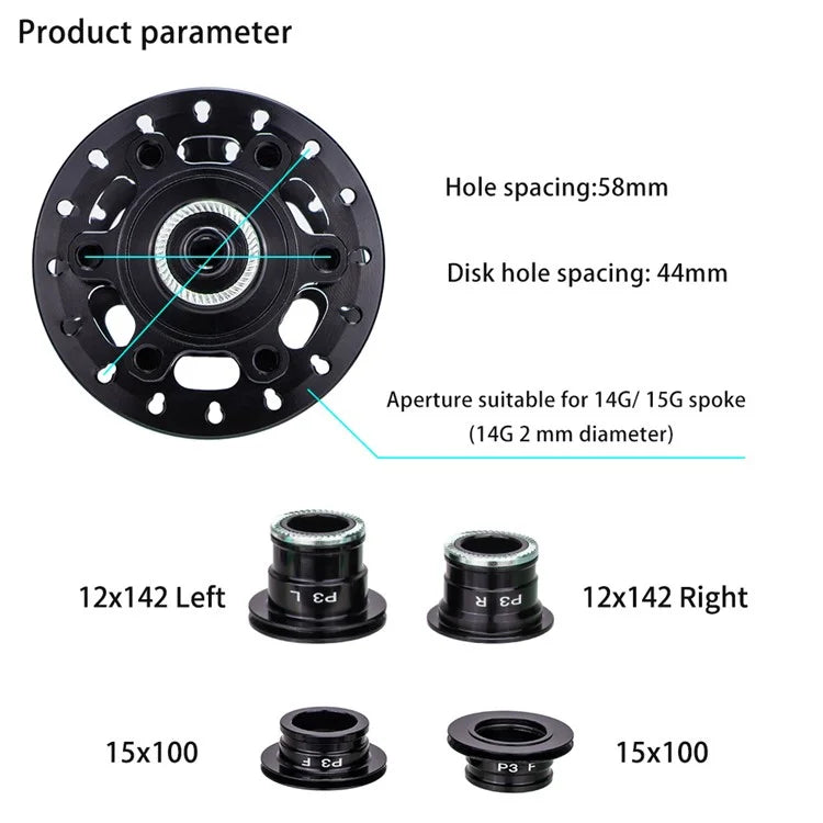 ZTTO P3 1 Pair MTB Bicycle 8-11 Speed 32H 6 Pawls Aluminum Alloy Disc Brake Hub