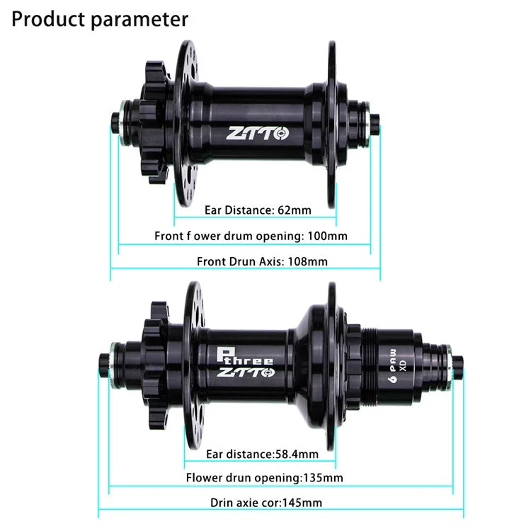 ZTTO P3 1 Pair MTB Bicycle 8-11 Speed 32H 6 Pawls Aluminum Alloy Disc Brake Hub