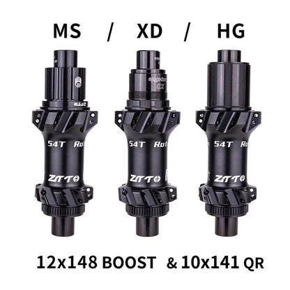 ZTTO M1 Aluminum Alloy 1 Pair MTB Bicycle Hub 28 Holes 54T Ratchet Freehub Hub