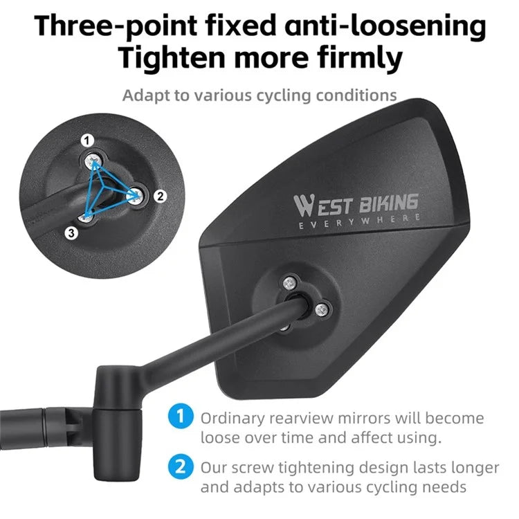 WEST BIKING YP0720048 1Pc Bike Handlebar End Rotatable Rearview Mirror Bicycle Safety Rearview Mirror