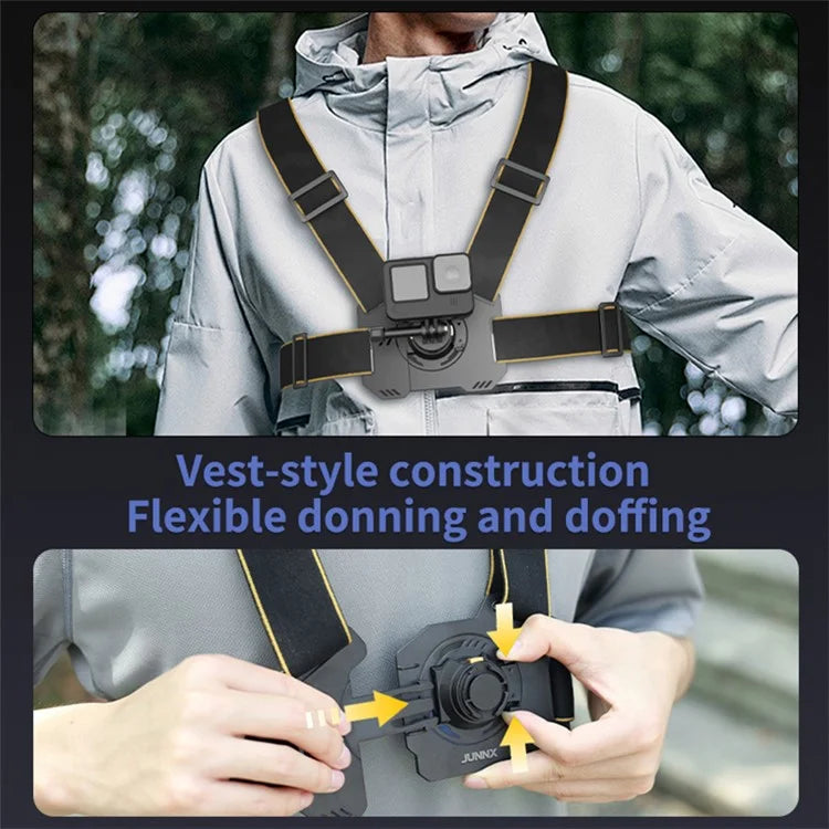 Gp-032 Action Camera Chest Strap + Magnetic Quick Release Base + 1 / 4 Mini Adapter + Phone Clip