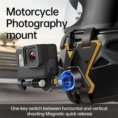 JX-XBDO1-MM For GoPro Action Camera Helmet Chin Holder Strap with Magnetic Base + Mini Adapter + Phone Clip