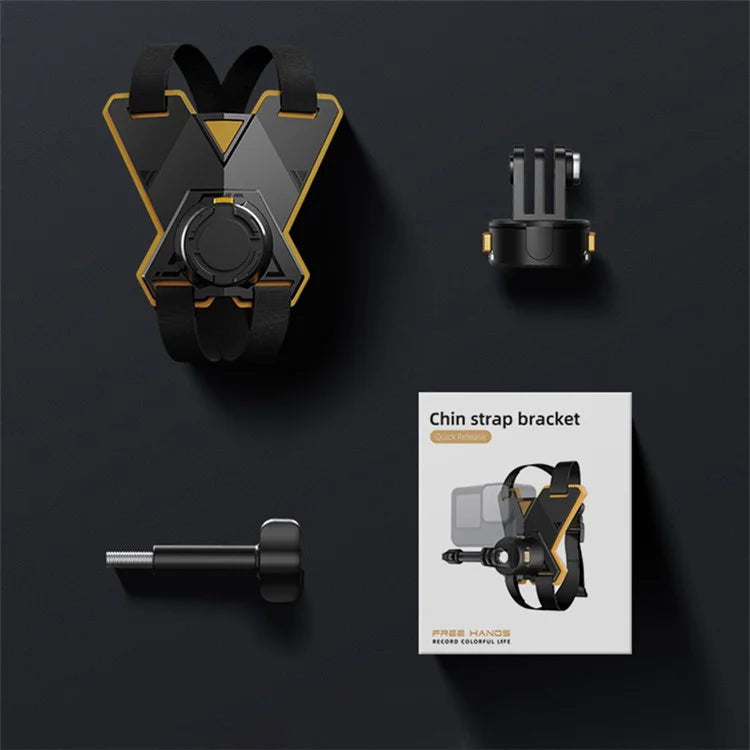 JX-XBDO1-MM For GoPro Action Camera Helmet Chin Holder Strap with Magnetic Base + Mini Adapter + Phone Clip