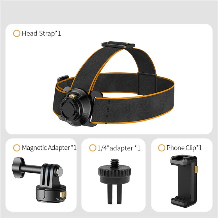 Gp-034 First-Person View Head-Mounted Bracket Headband+For GoPro Magnetic Adapter Base+Phone Clip