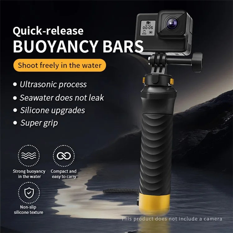 JX-FLB02-M For GoPro Hero 12 / 11 / 10 Action Camera Floating Hand Grip+Quick-Release Base+Phone Clip