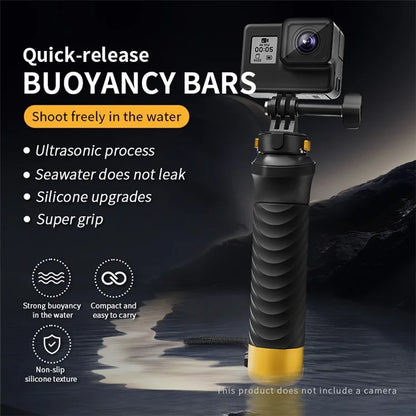 JX-FLB02-M For GoPro Hero 12 / 11 / 10 Action Camera Floating Hand Grip+Quick-Release Base+Phone Clip