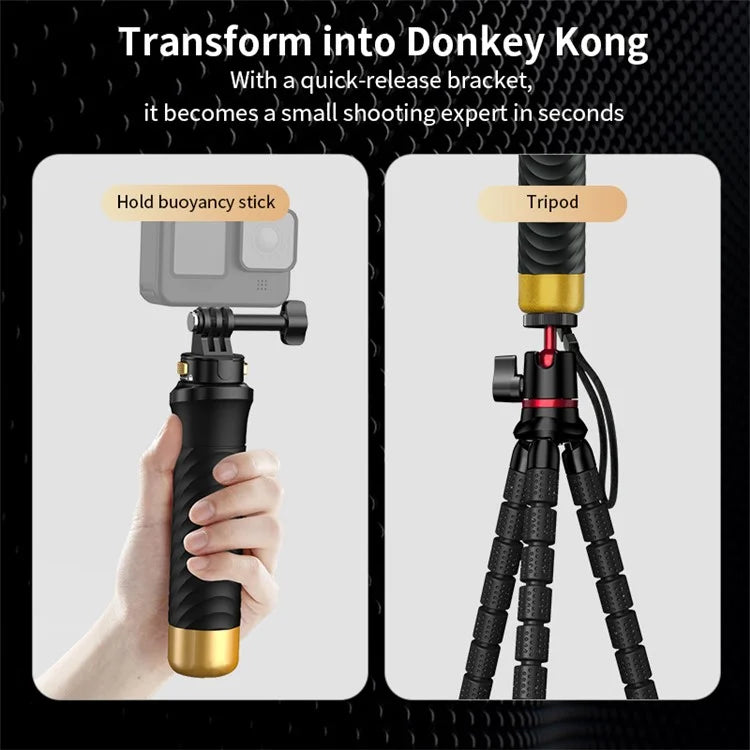JX-FLB02-M For GoPro Hero 12 / 11 / 10 Action Camera Floating Hand Grip+Quick-Release Base+Phone Clip