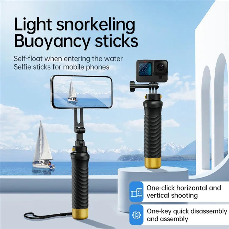 JX-FLB02-M For GoPro Hero 12 / 11 / 10 Action Camera Floating Hand Grip+Magnetic Base+Phone Holder