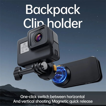 Gp-039 Clip to Backpack Camera Mount with Magnetic Phone Holder+Magnetic Quick Release Bracket for GoPro