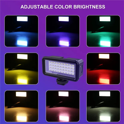 PULUZ PU631B 40m Waterproof 40-LED Camera Fill Light Rechargeable Diving Vlogging Photography Light