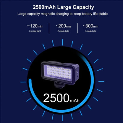 PULUZ PU631B 40m Waterproof 40-LED Camera Fill Light Rechargeable Diving Vlogging Photography Light