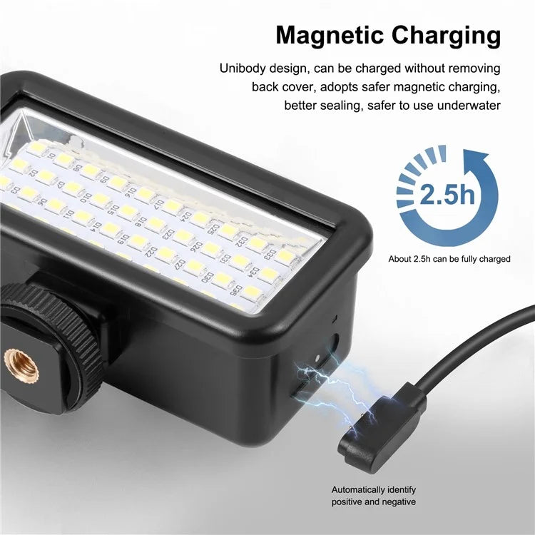 PULUZ PU631B 40m Waterproof 40-LED Camera Fill Light Rechargeable Diving Vlogging Photography Light