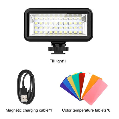 PULUZ PU631B 40m Waterproof 40-LED Camera Fill Light Rechargeable Diving Vlogging Photography Light