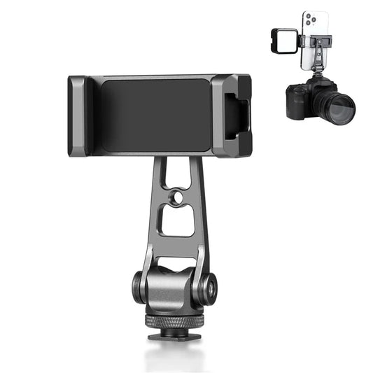 PULUZ PU3207B Cold Shoe Phone Clamp 360-Degree Rotation Aluminum Alloy Phone Clip Bracket
