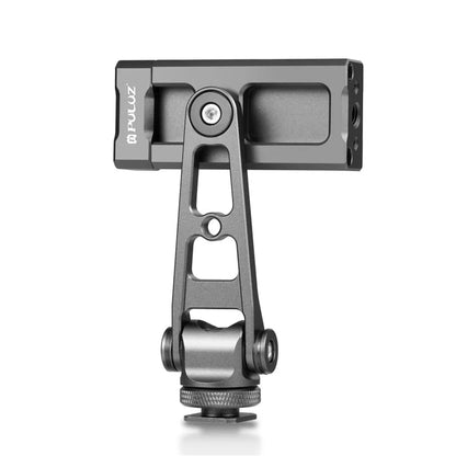 PULUZ PU3207B Cold Shoe Phone Clamp 360-Degree Rotation Aluminum Alloy Phone Clip Bracket