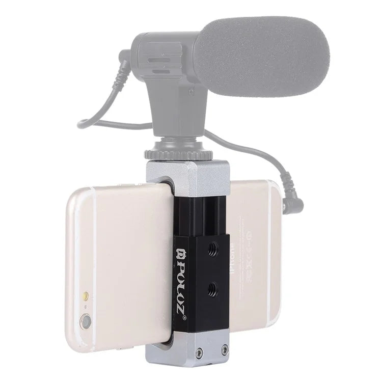 PULUZ PU370 Cold Shoe Adapter Phone Clamp Aluminum Alloy Retractable Phone Clip